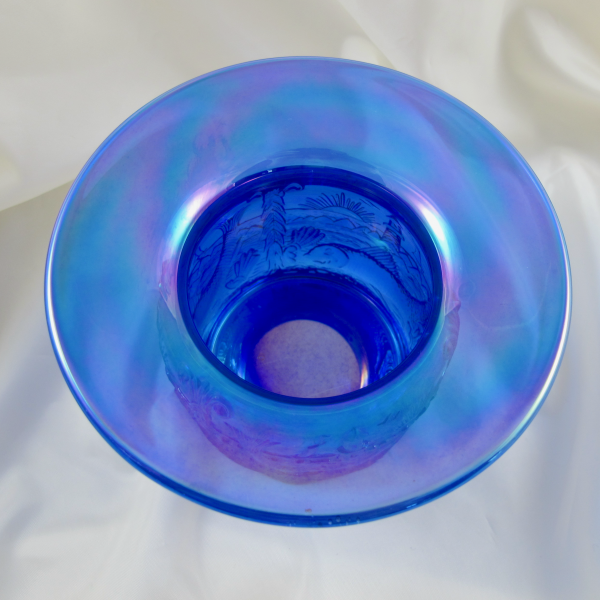 Fenton Cobalt Blue Seacoast Carnival Glass Spittoon