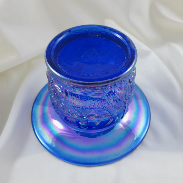 Fenton Cobalt Blue Seacoast Carnival Glass Spittoon