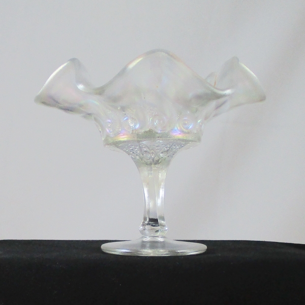 Antique Dugan Constellation White Carnival Glass Compote