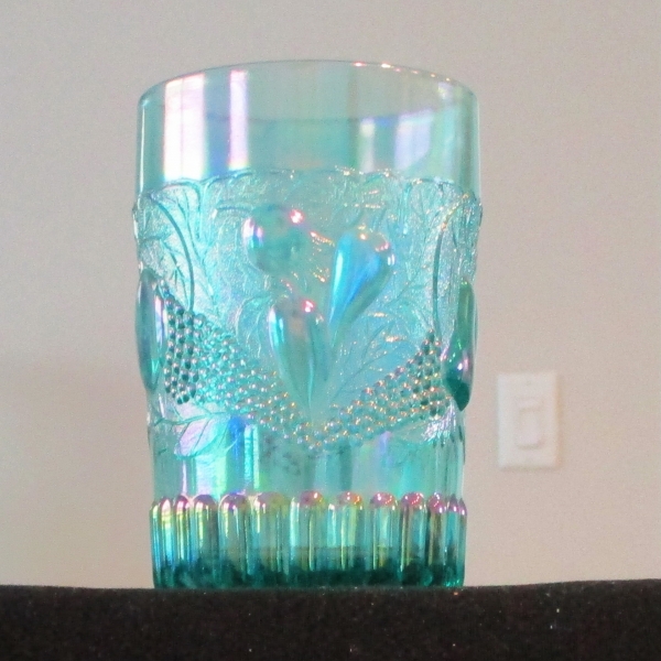 Westmoreland for Levay Turquoise Della Robia Carnival Glass Tumbler