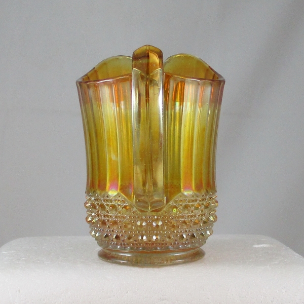 Antique Imperial Marigold Flute & Cane Carnival Glass Milk Pitcher
