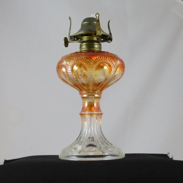 Antique Imperial Marigold Zipper Loop #201 1/2 Carnival Glass Stand Lamp