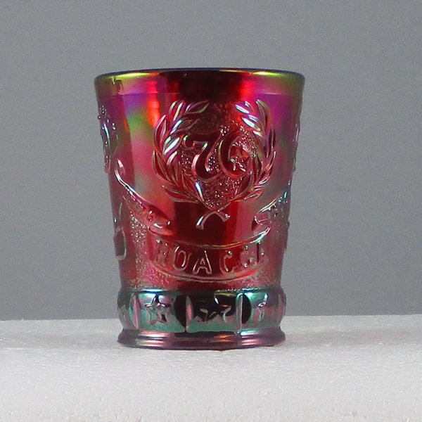 Fenton for HOACGA Red Good Luck Carnival Glass Whiskey Set Bicentennial Decanter & Shot Glasses