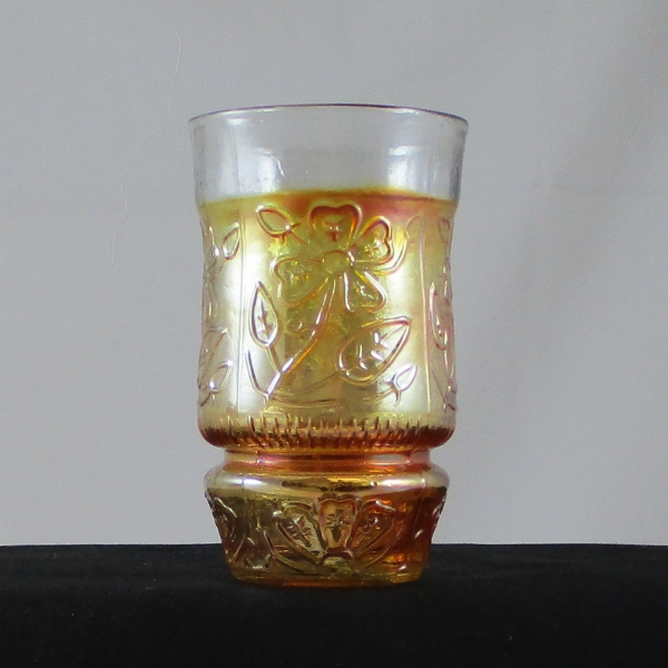 Antique Indian Jain? Australian Daisy Marigold Carnival Glass Water Set