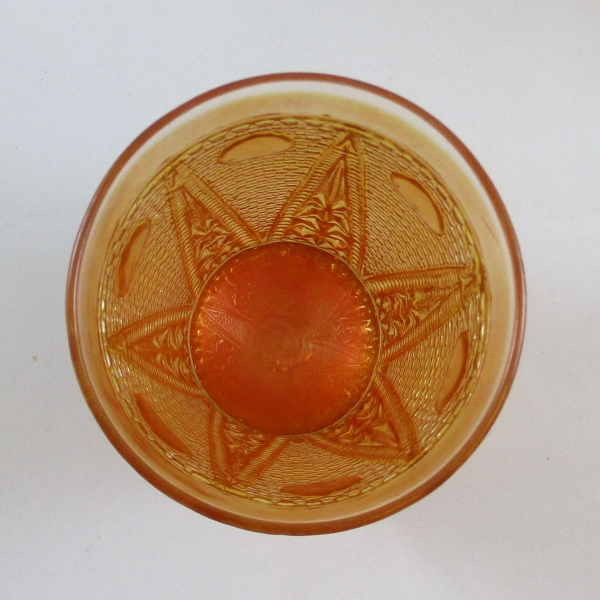 Antique Jain Beaded Spears Marigold Carnival Glass Tumbler
