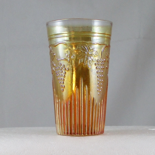 Antique Jain Grapevine & Spikes Marigold Carnival Glass Tumbler