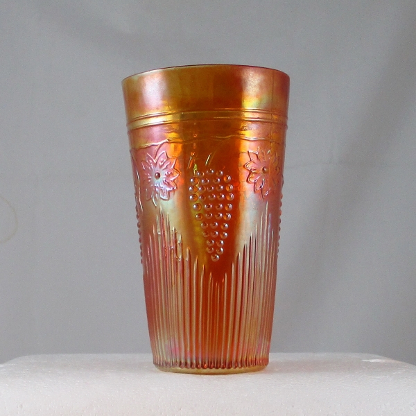 Antique Jain Grapevine & Spikes Variant Marigold Carnival Glass Tumbler