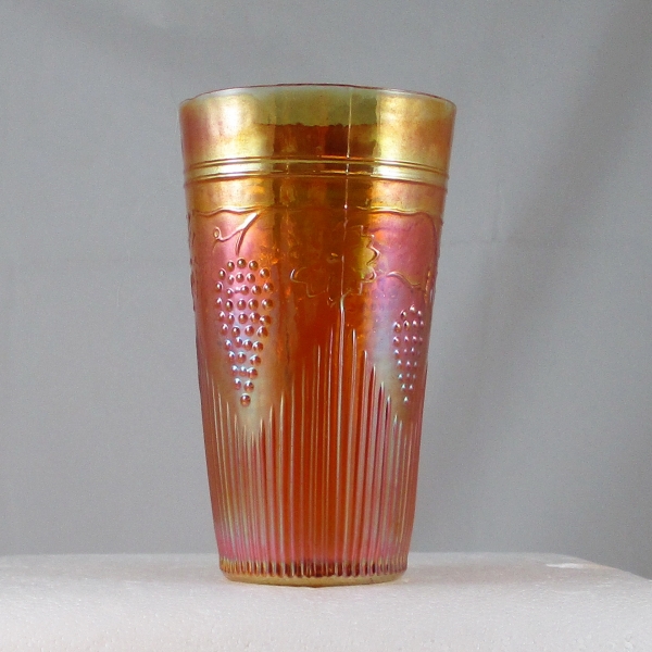 Antique Jain Grapevine & Spikes Variant Marigold Carnival Glass Tumbler