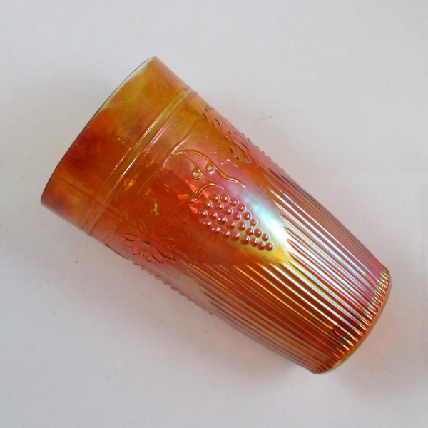 Antique Jain Grapevine & Spikes Variant Marigold Carnival Glass Tumbler