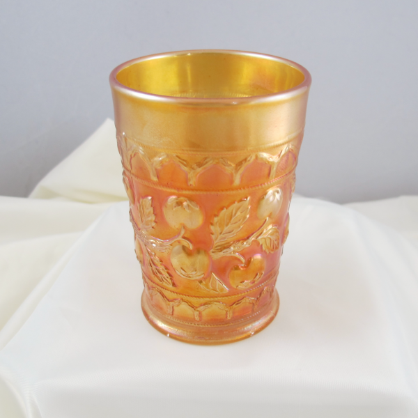Antique Fenton Apple Tree Marigold Carnival Glass Tumbler