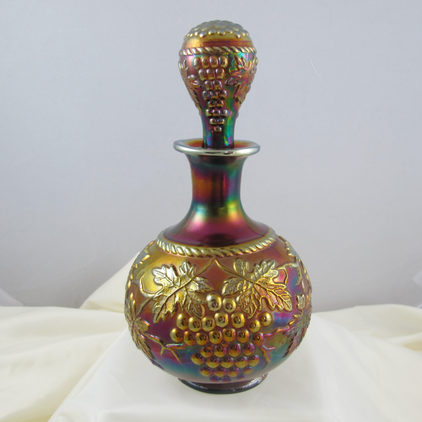 Antique Northwood Grape & Cable Amethyst Carnival Glass Cologne Bottle