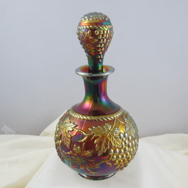 Antique Northwood Grape & Cable Amethyst Carnival Glass Cologne Bottle