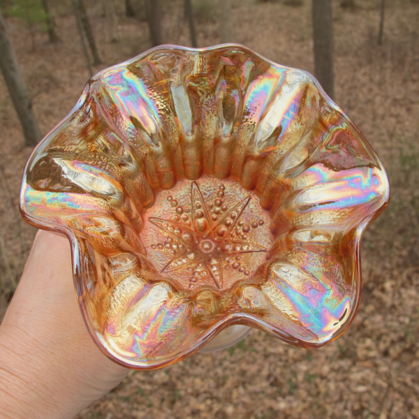 Antique Dugan Radium Marigold Constellation Carnival Glass Compote
