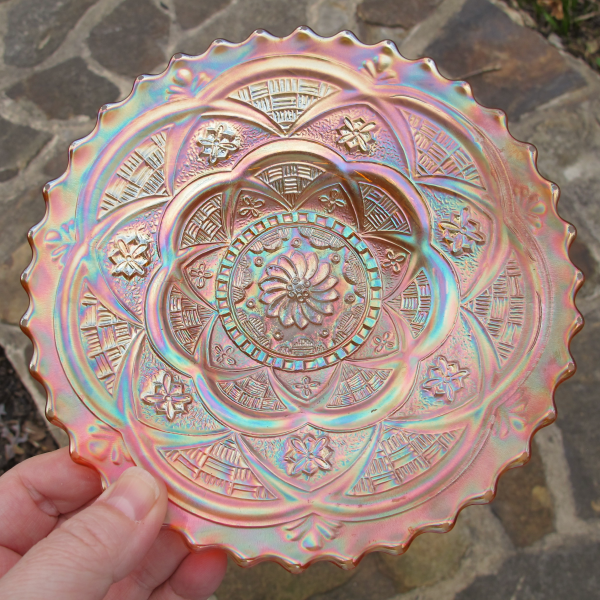 Antique Dugan Persian Garden Marigold Carnival Glass Plate