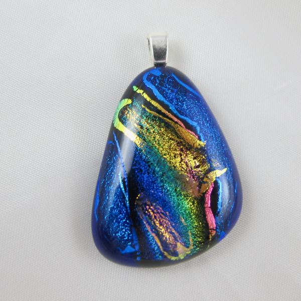 Handcrafted Blue Dichroic Opal Art Glass Pendant