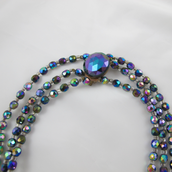Vintage Carnival Bead Three Strand Necklace