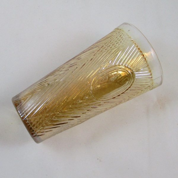 Antique Jain? Mirror & Crossbars Marigold Carnival Glass Tumbler