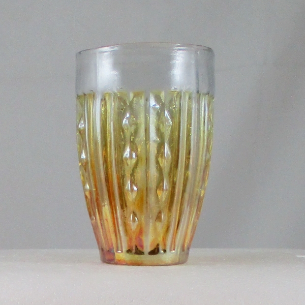 Antique Jain? Paneled Diamonds Marigold Carnival Glass Tumbler