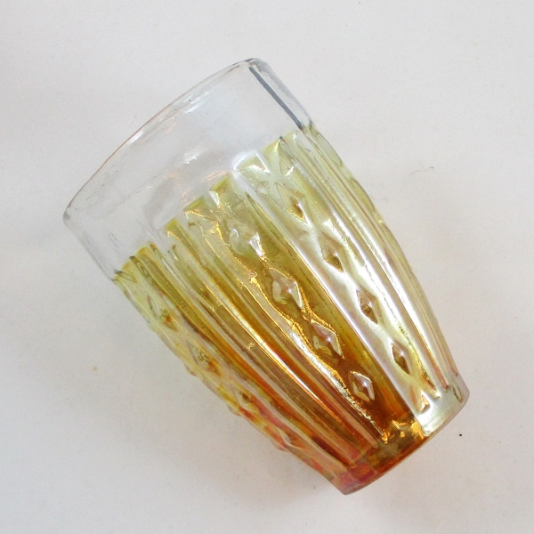 Antique Jain? Paneled Diamonds Marigold Carnival Glass Tumbler