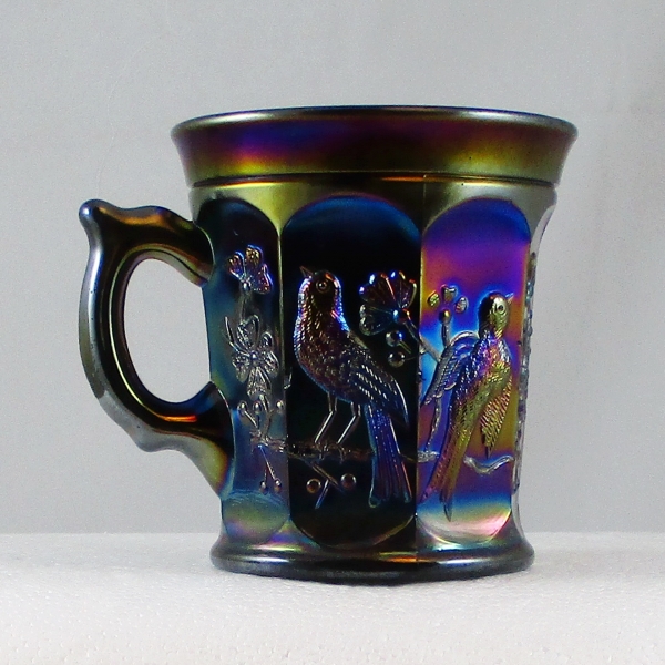 Antique Northwood Singing Birds Amethyst Carnival Glass Mug
