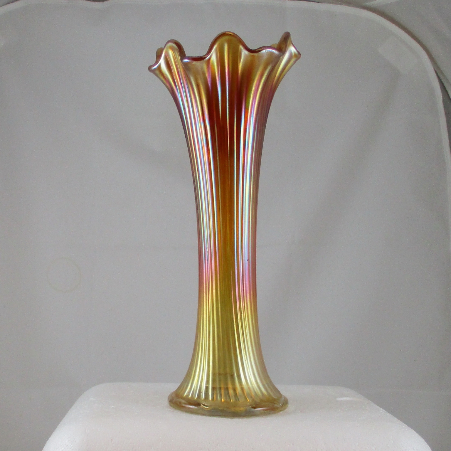 Fine Rib Glass Antique Northwood Marigold Fine Rib Carnival Glass Swung Vase ...