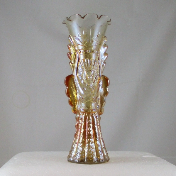 Antique Jain Marigold Goddess Carnival Glass Vase