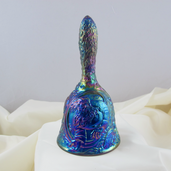 Fenton Blue Garden of Eden or  Adam Eve Carnival Glass Bell
