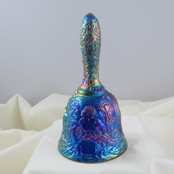 Fenton Blue Garden of Eden or  Adam Eve Carnival Glass Bell