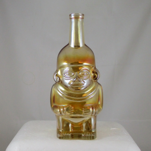 Antique Hartingers Marigold Inca Carnival Glass Bottle