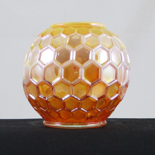 Antique Dugan Peach Opal Honeycomb Carnival Glass Rose Bowl