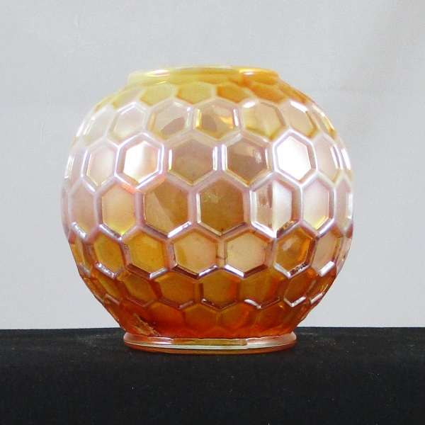 Antique Dugan Peach Opal Honeycomb Carnival Glass Rose Bowl