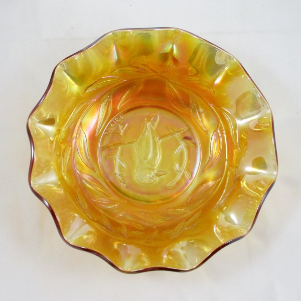 Antique Crown Crystal Kingfisher Marigold Carnival Glass Master Bowl (Australian)