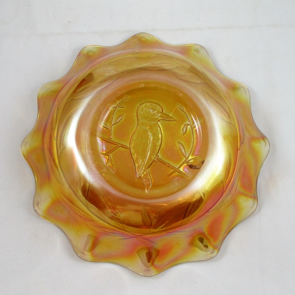 Antique Crown Crystal Kingfisher Marigold Carnival Glass Master Bowl (Australian)