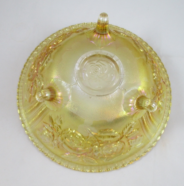 Antique Imperial Pastel Marigold Lustre Rose Carnival Glass Fruit Bowl