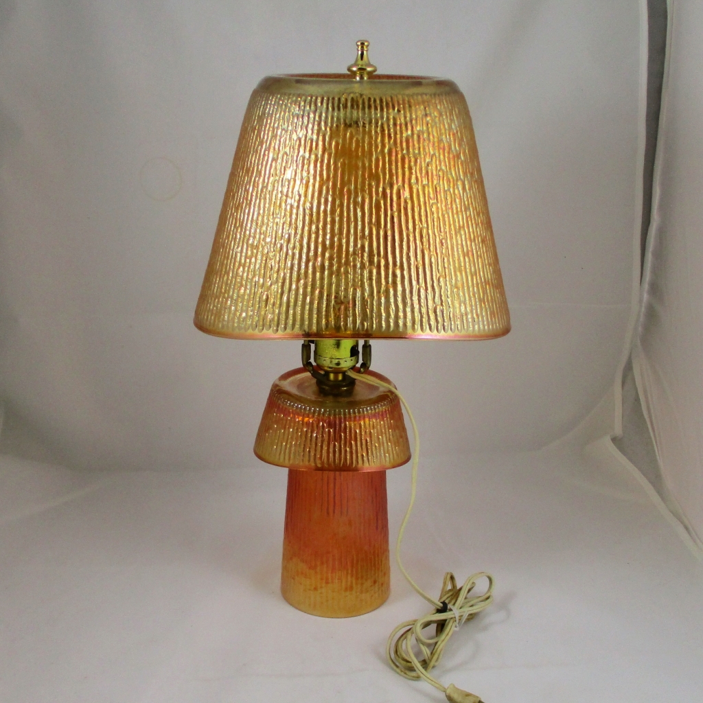 Tree Bark Marigold Carnival Glass Lamp Carnival Glass