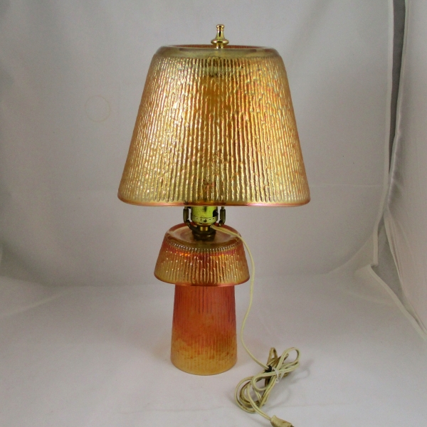 Jeannette Tree Bark Marigold Carnival Glass Lamp