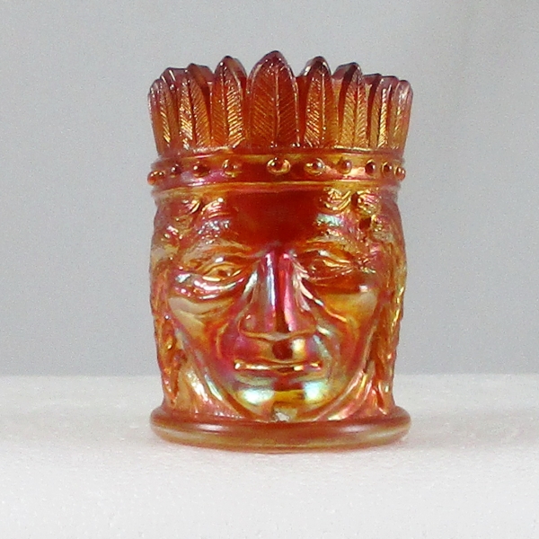 St Clair Marigold Indian Chief Carnival Glass Toothpick Holder