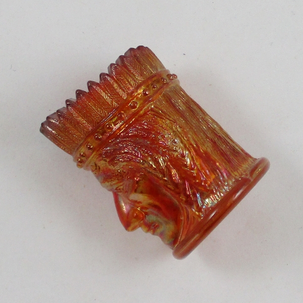 St Clair Marigold Indian Chief Carnival Glass Toothpick Holder