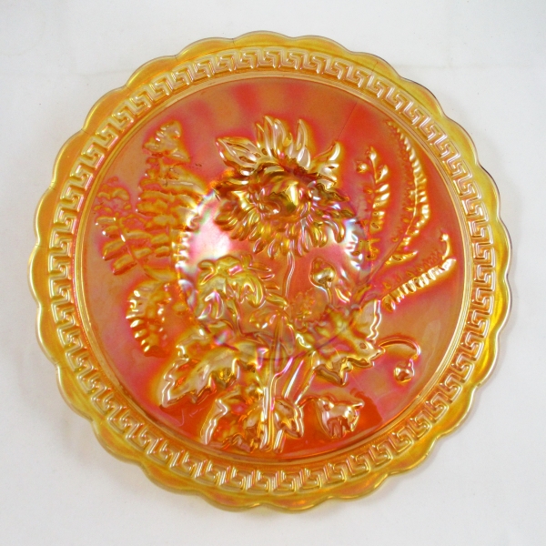 Imperial Marigold Chrysanthemum Carnival Glass Chop Plate