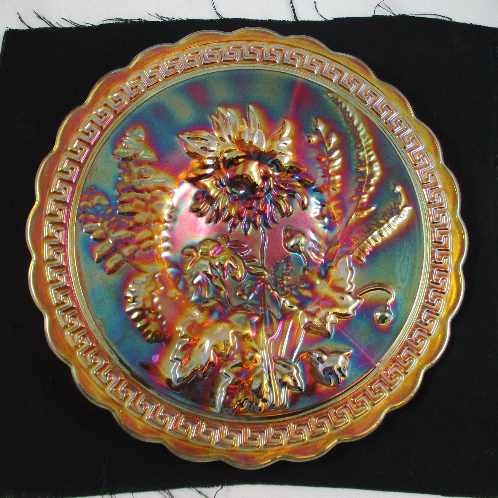 Imperial Marigold Chrysanthemum Carnival Glass Chop Plate Carnival Glass