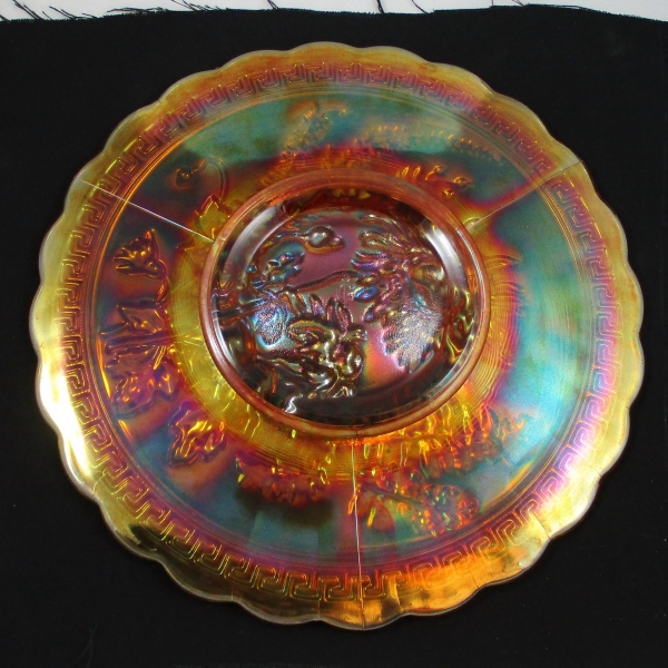 Imperial Marigold Chrysanthemum Carnival Glass Chop Plate