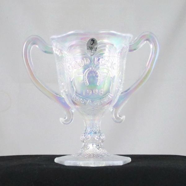 Fenton for HOACGA White Good Luck Carnival Glass Loving Cup