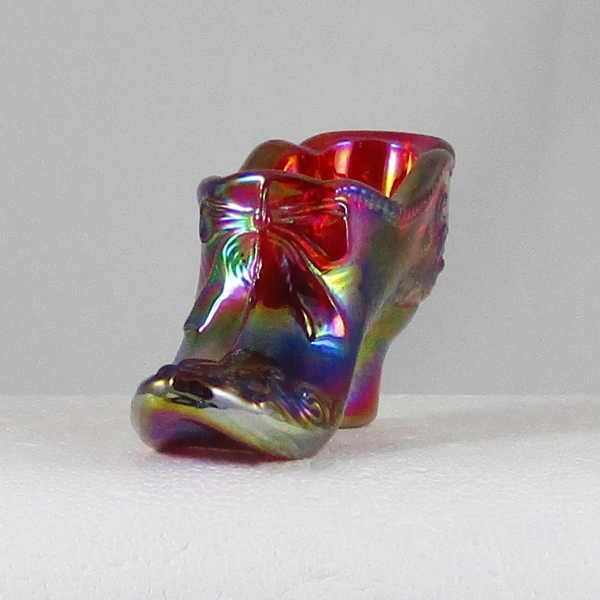 Mosser Red Bow Slipper Carnival Glass ICGA Shoe