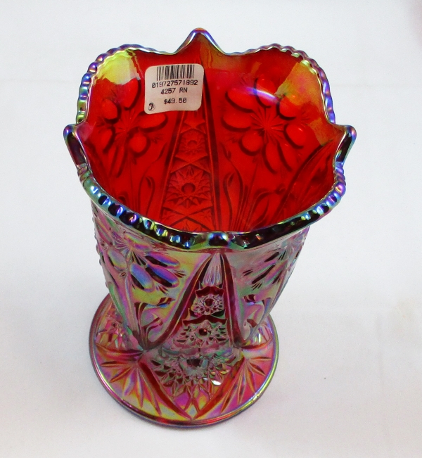 Fenton Red Four Seventy Four #4257 RN Carnival Glass Vase