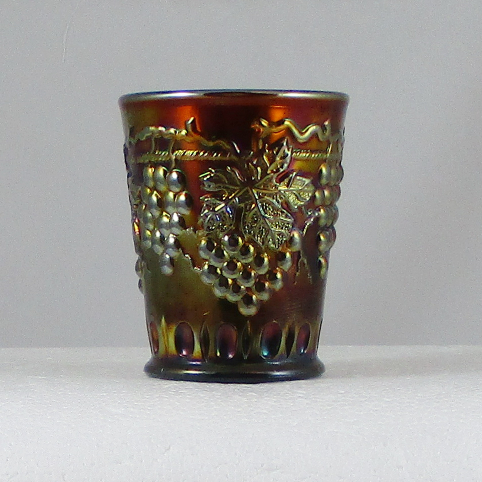 Northwood Amethyst Grape & Cable TP Carnival Glass Shot Glass