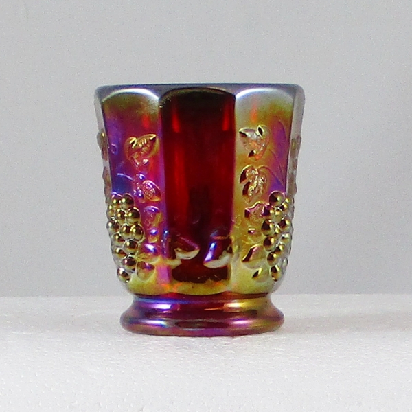 Westmoreland for Levay Red Paneled Grape Carnival Glass Toothpick or Shot Glass