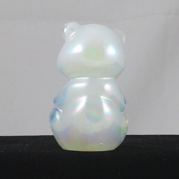 Fenton Pearl Opal Carnival Glass Hand Painted BEAR #5151 Figurine / Paperweight Animal