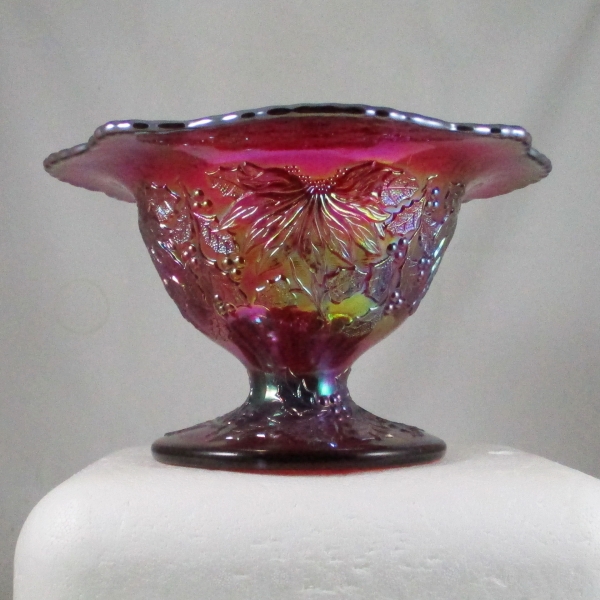 Fenton Ruby Red Christmas Carnival Glass Compote