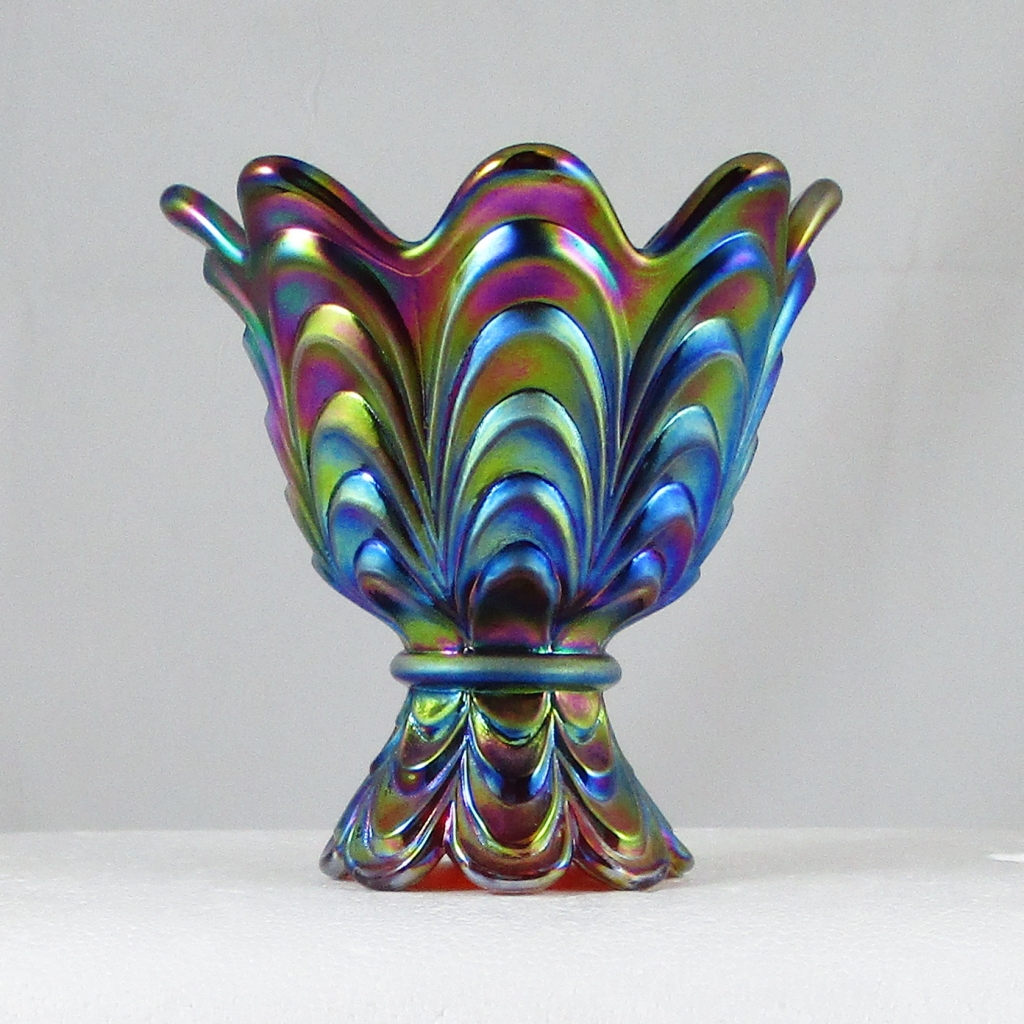 Fenton Red Drapery Carnival Glass Candle Holder Votive Carnival Glass