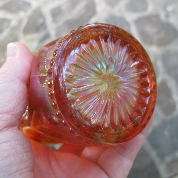 Antique Dugan Jeweled Heart Marigold Carnival Glass Tumbler